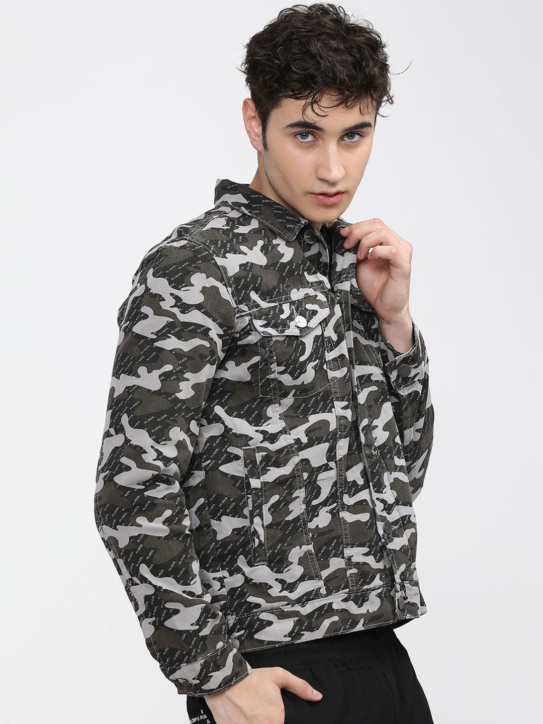 HIGHLANDER Men Camouflage Denim Jacket