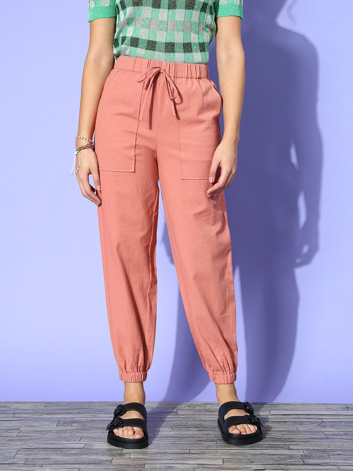 Berrylush Women  Pink Solid Utility Trousers