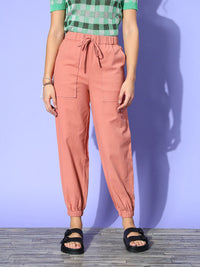 Berrylush Women  Pink Solid Utility Trousers