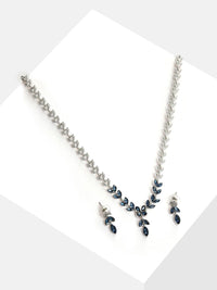 SOHI Silver-Plated Black Stone Studded Jewellery Set