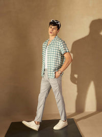 DENNISON Men Grey Smart Tapered Fit Casual Trousers