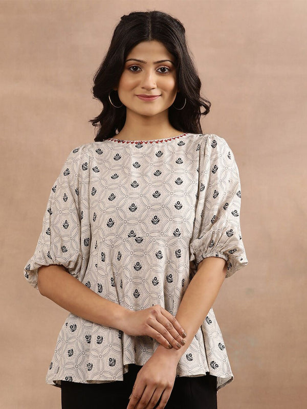 W Ethnic Motifs Printed A-Line Top