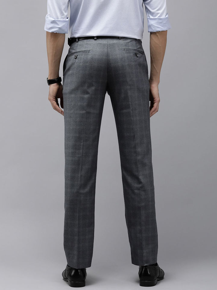 Park Avenue Men Mid-Rise Checked Smart Trousers