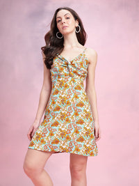 DressBerry Twisted Floral Printed Mini Dress