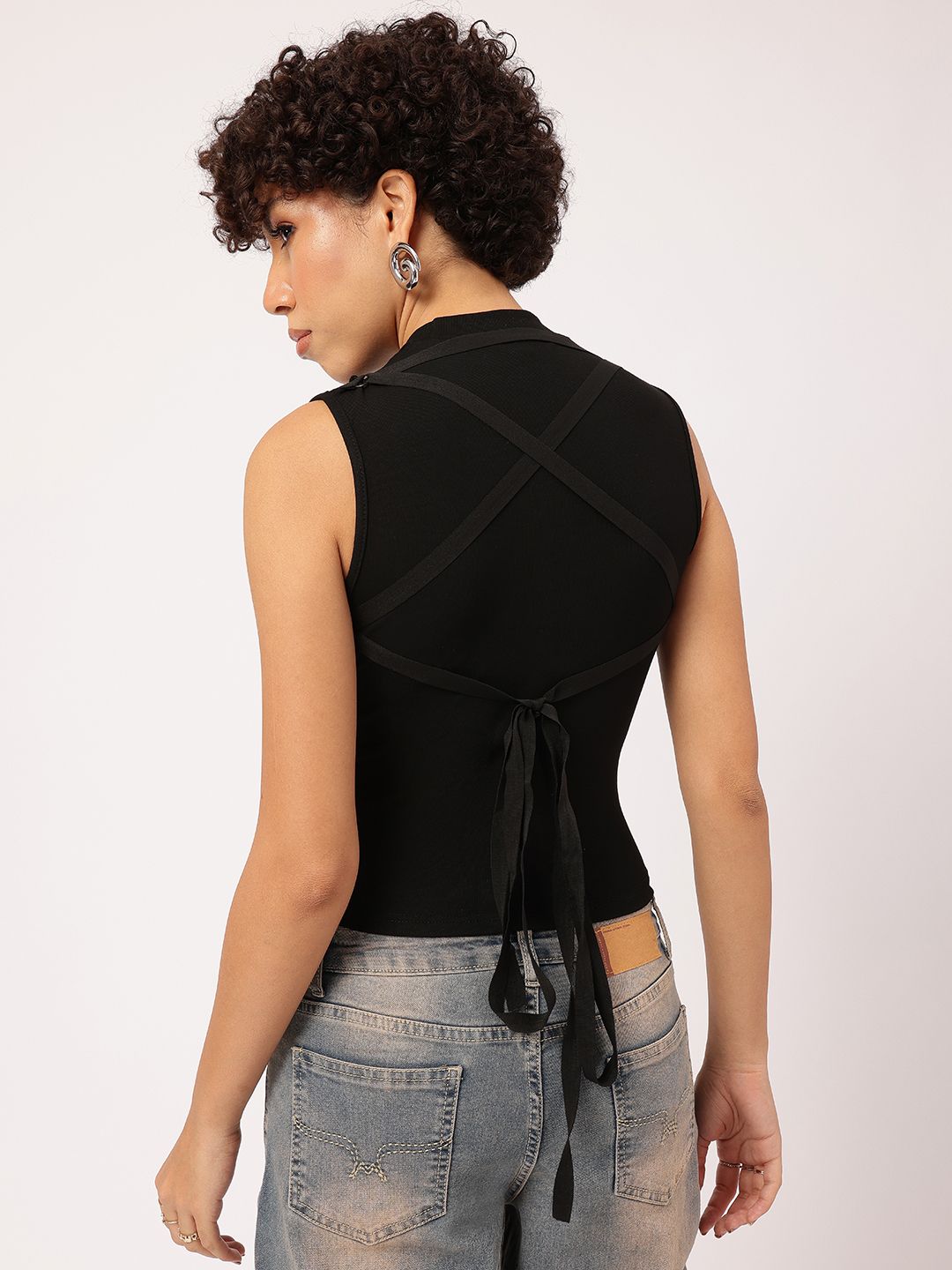 DressBerry Daring See-through Edge Ribbon Whisper Fitted Top