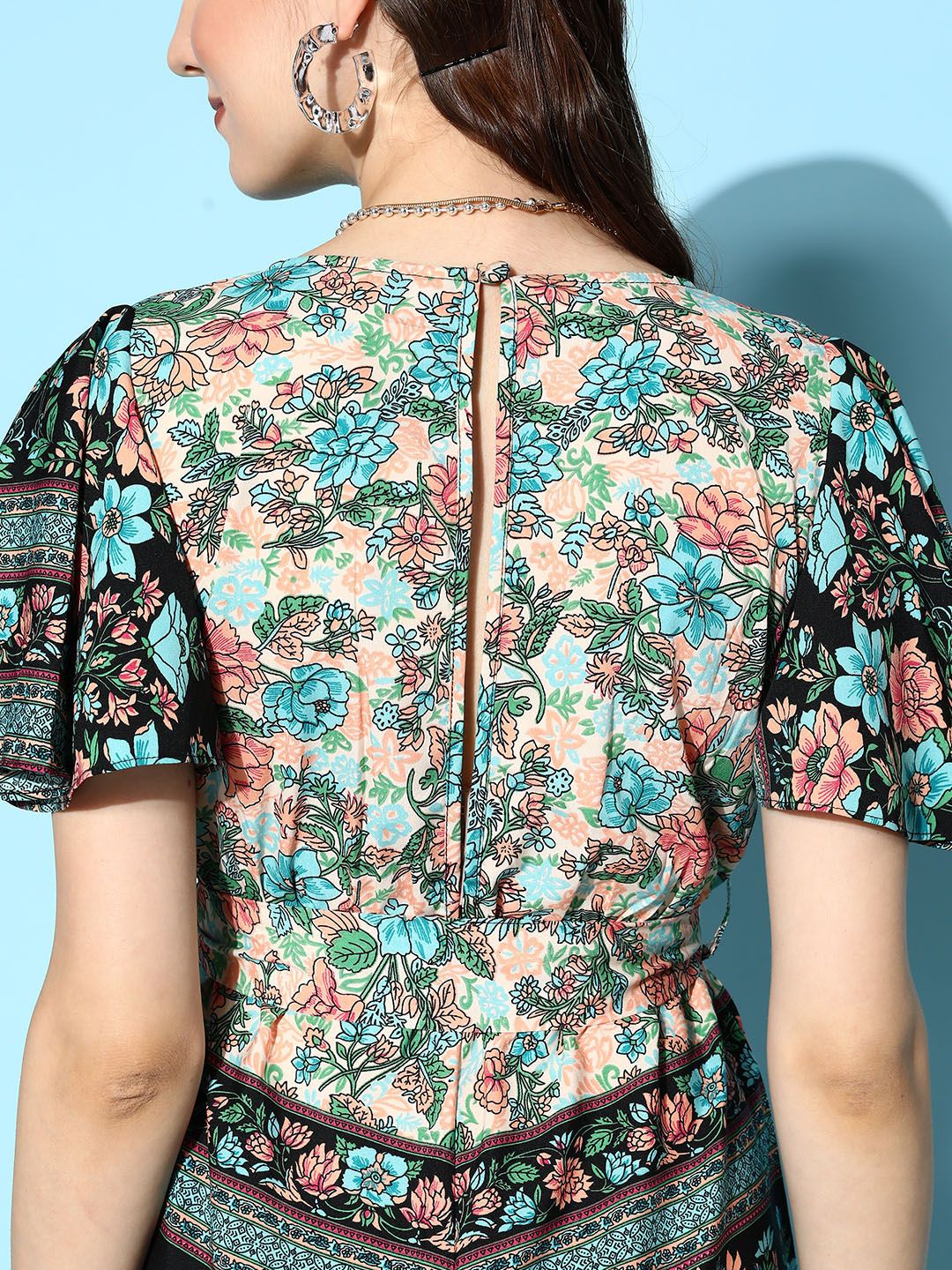 Berrylush Women  Multi-Coloured Printed Belted Detail Jumpsuit