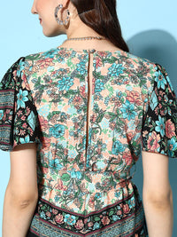 Berrylush Women  Multi-Coloured Printed Belted Detail Jumpsuit