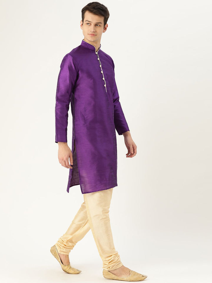 SOJANYA Lelaki Ungu Solid Kurta Lurus