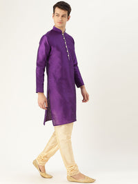SOJANYA Lelaki Ungu Solid Kurta Lurus