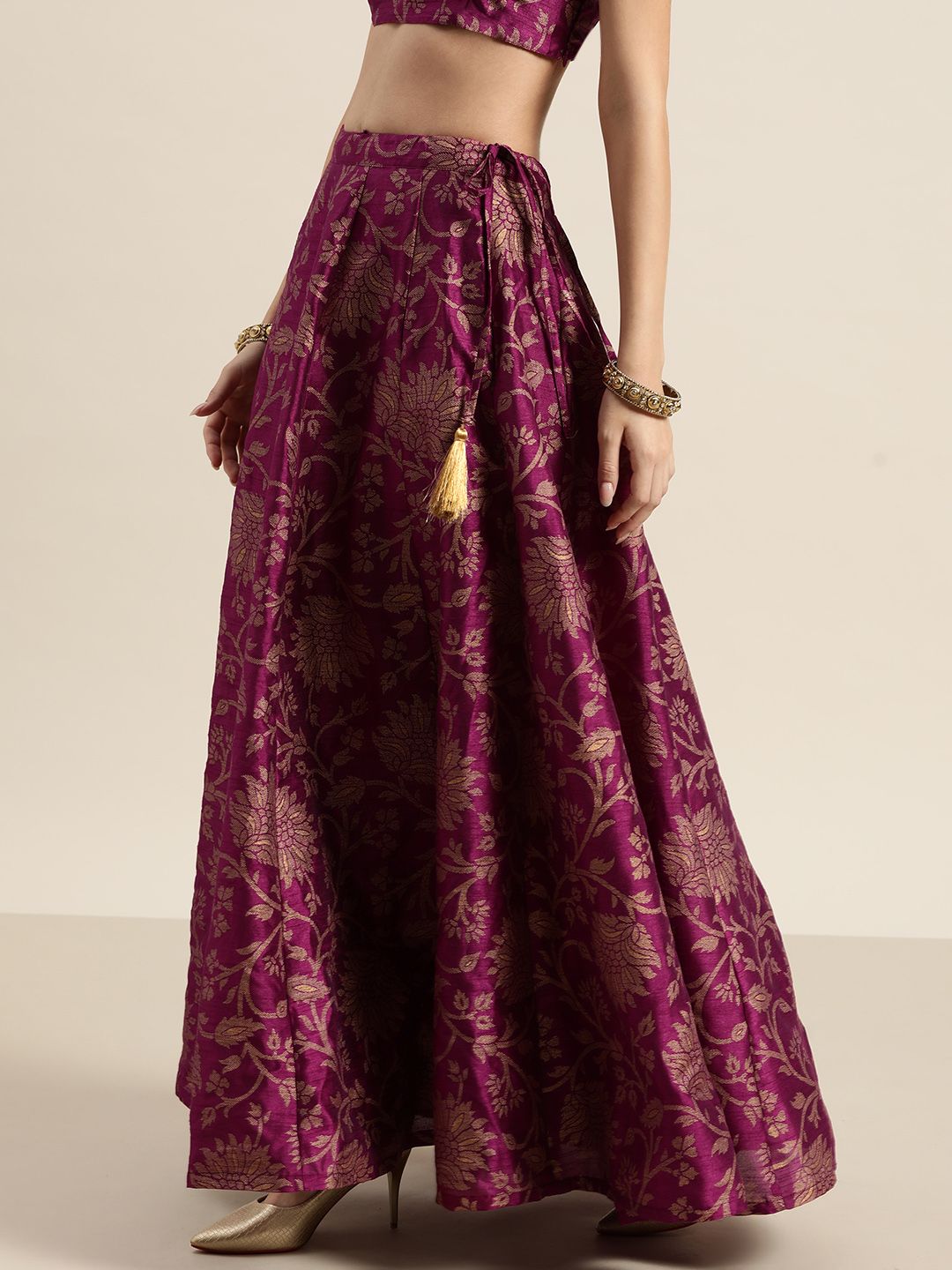 Shae by SASSAFRAS Charming Purple Floral Jacquard Skirt