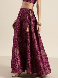 Shae by SASSAFRAS Charming Purple Floral Jacquard Skirt