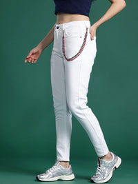 DressBerry Women Mom Fit High-Rise Stretchable Jeans with Chain
