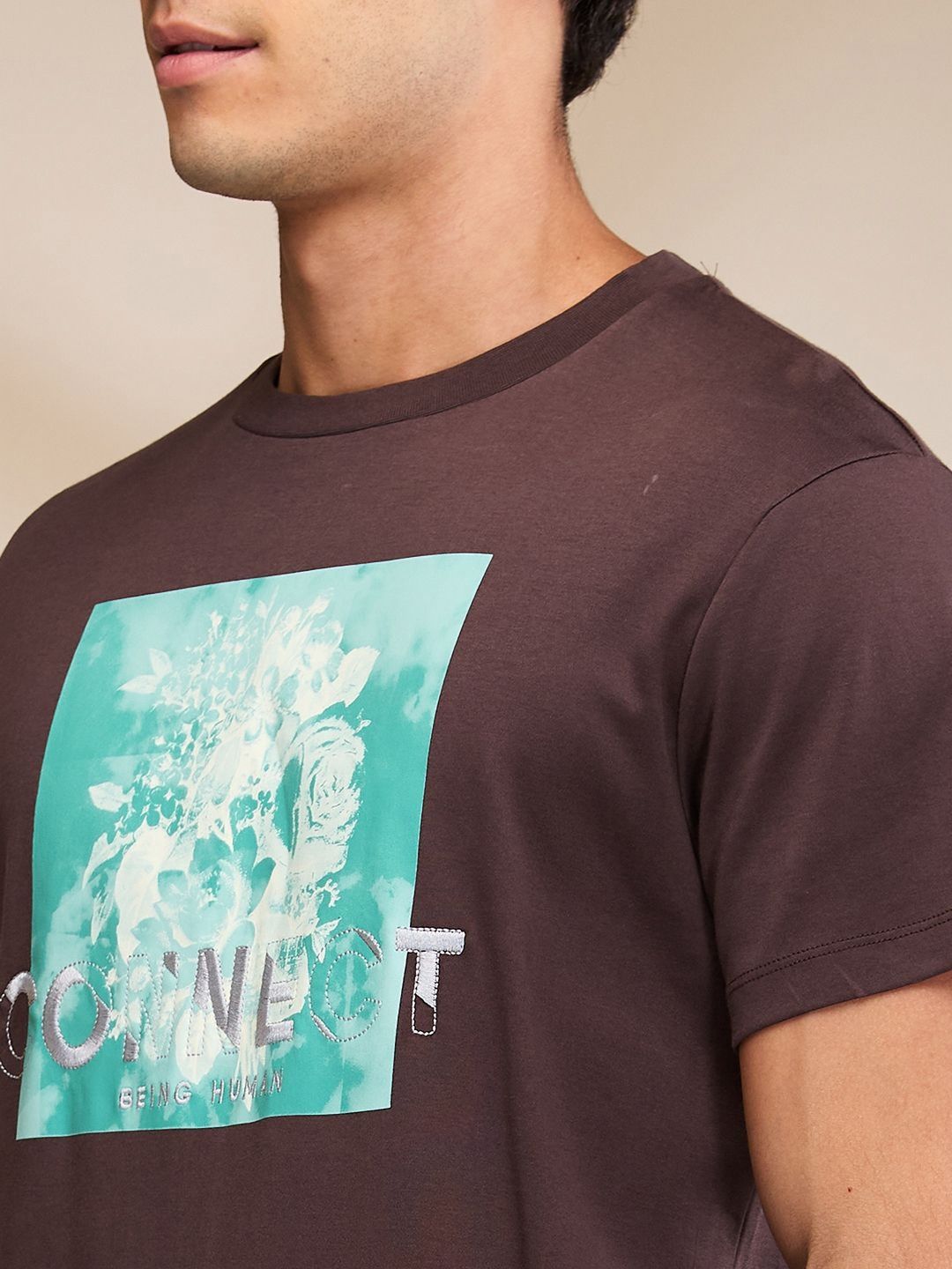 Being Human Men Floral Printed Raw Edge T-shirt