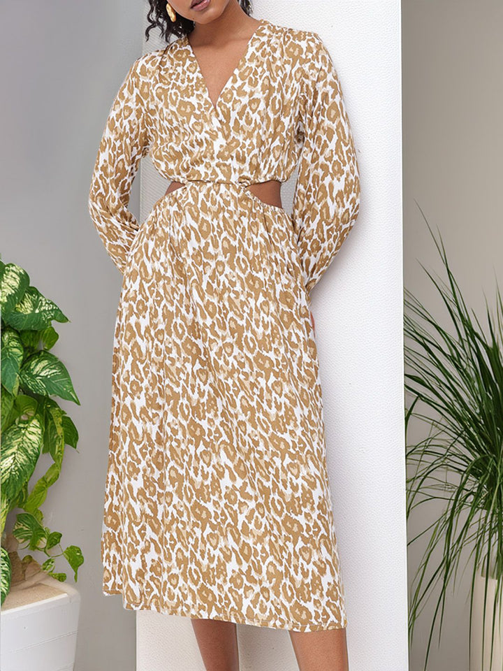 DressBerry Wild Printed With Cut Out Waist Side Slit A-Line Dress