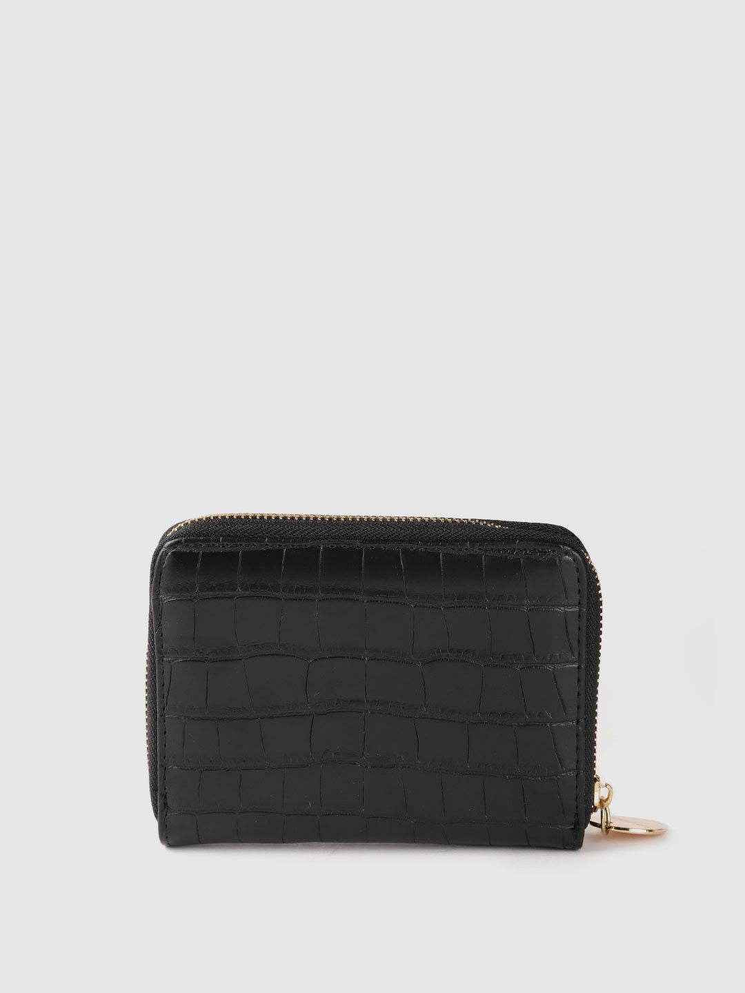 Lino Perros Women Black Croc Textured Zip Around Wallet