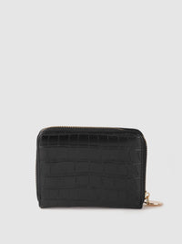 Lino Perros Women Black Croc Textured Zip Around Wallet