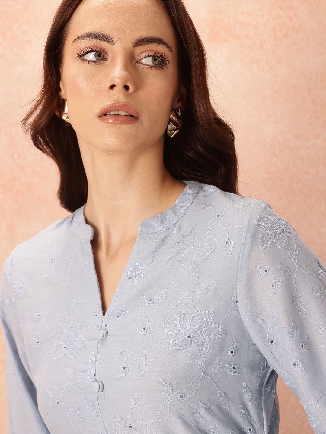 all about you Floral Embroidered A-Line Schiffli Dress