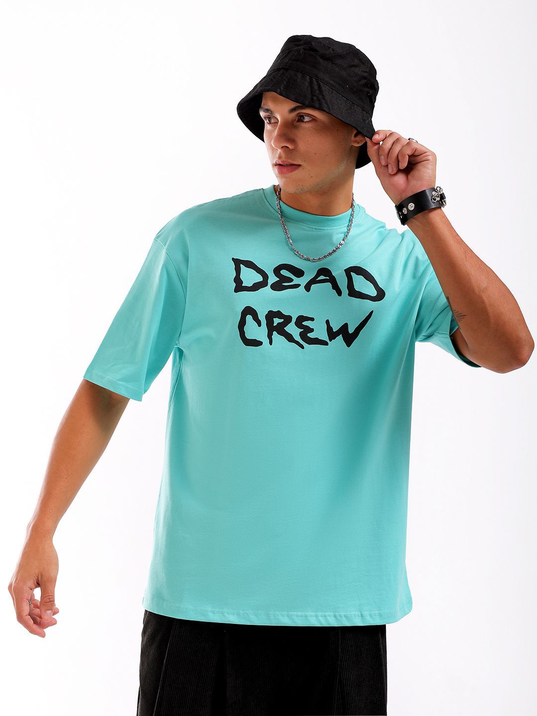 The Indian Garage Co Men Back Printed Round Neck Boxy Oversized T-shirt