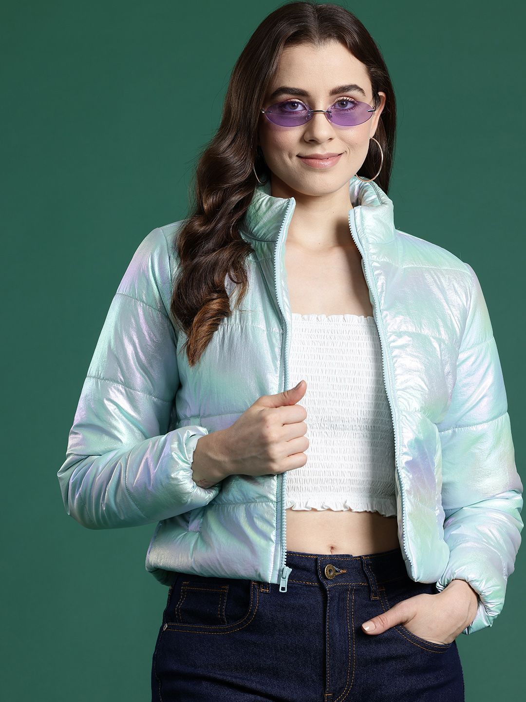 DressBerry Shimmer Dual-Toned Puffer Jacket