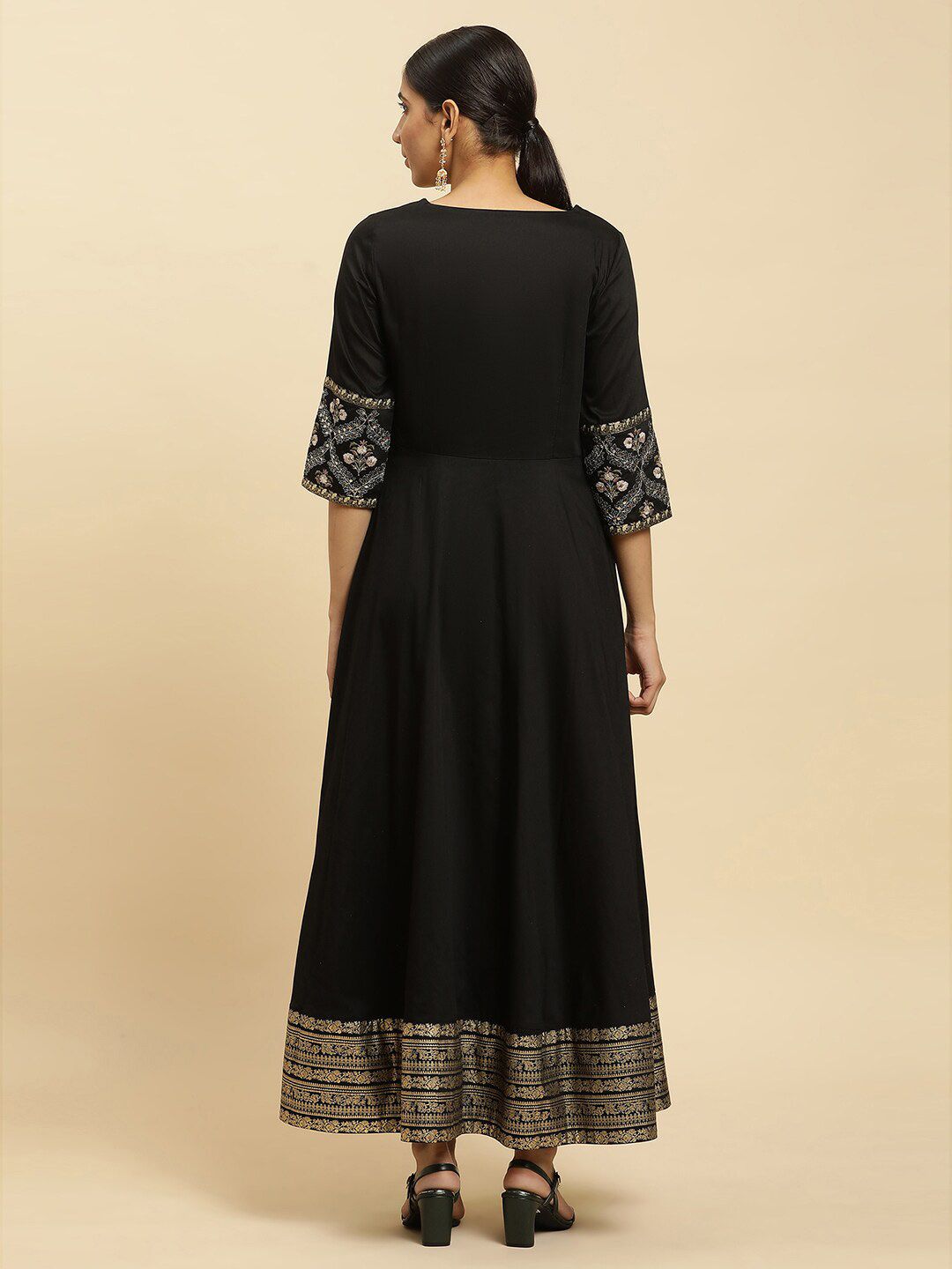 W Floral Embroidered Sequinned Ethnic Dress