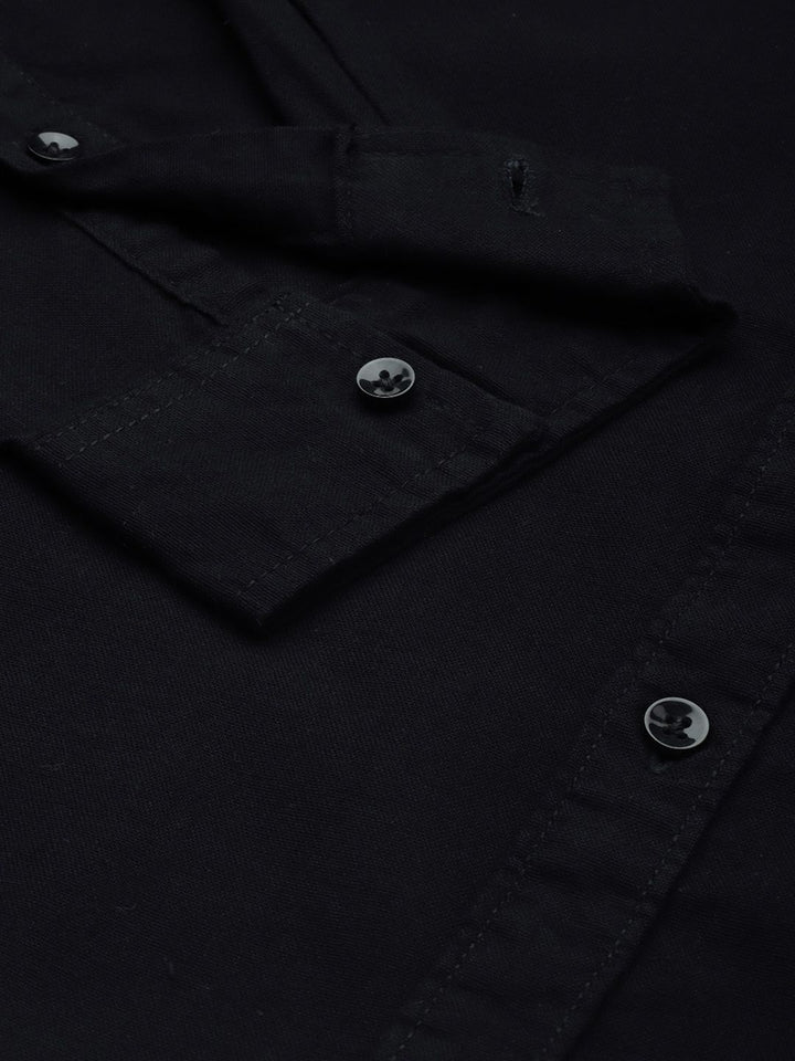 The Indian Garage Co Men Black Casual Shirt with Reflective Strips