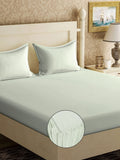 KLOTTHE Green Solid Cotton 300 TC Fitted King Bedsheet with 2 Pillow Covers-250 x 225 cm