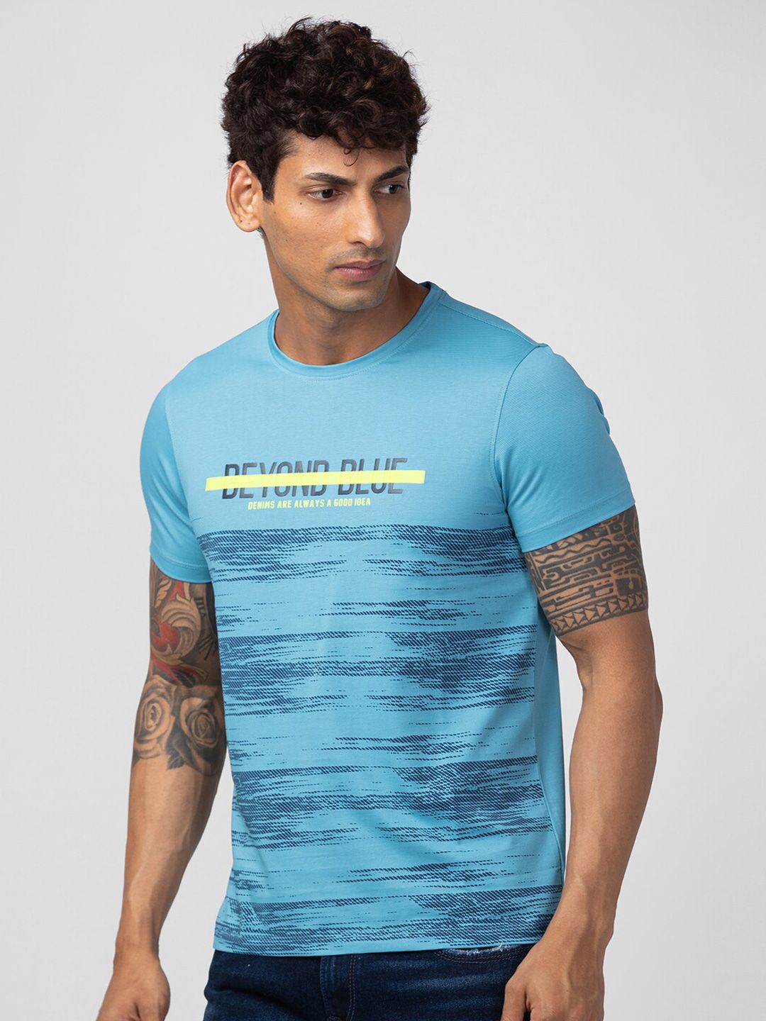 SPYKAR Men Abstract Printed Cotton T-shirt