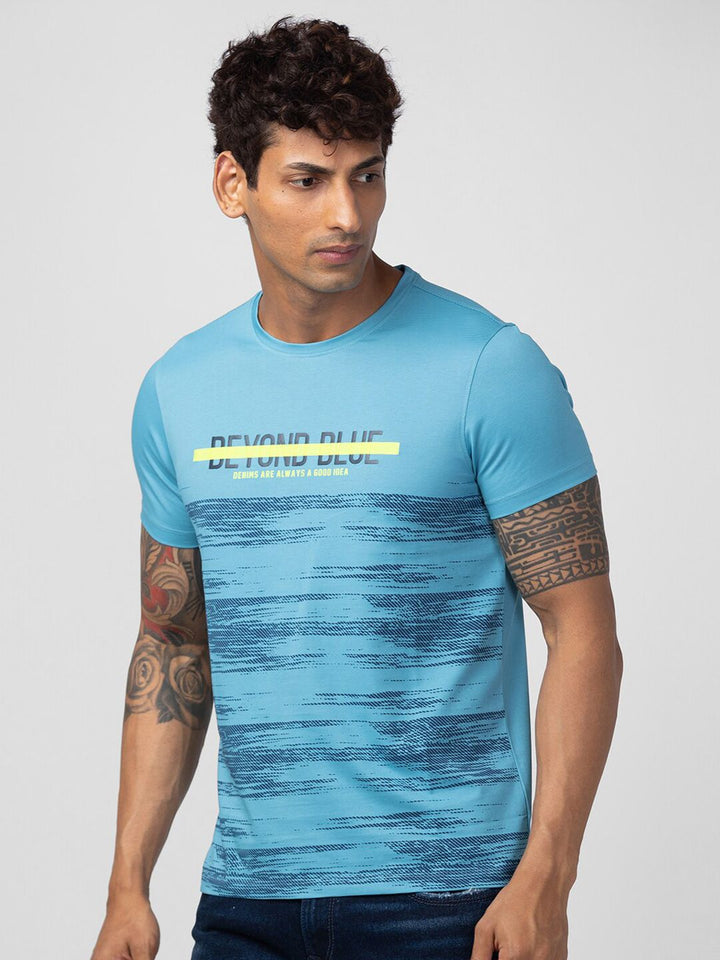 SPYKAR Men Abstract Printed Cotton T-shirt
