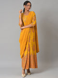 W Women Yellow Ethnic Motifs Printed Ethnic Maxi Dress