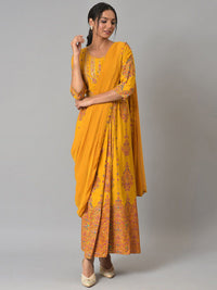 W Women Yellow Ethnic Motifs Printed Ethnic Maxi Dress