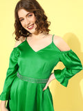 STREET 9 Green Satin Mini Dress