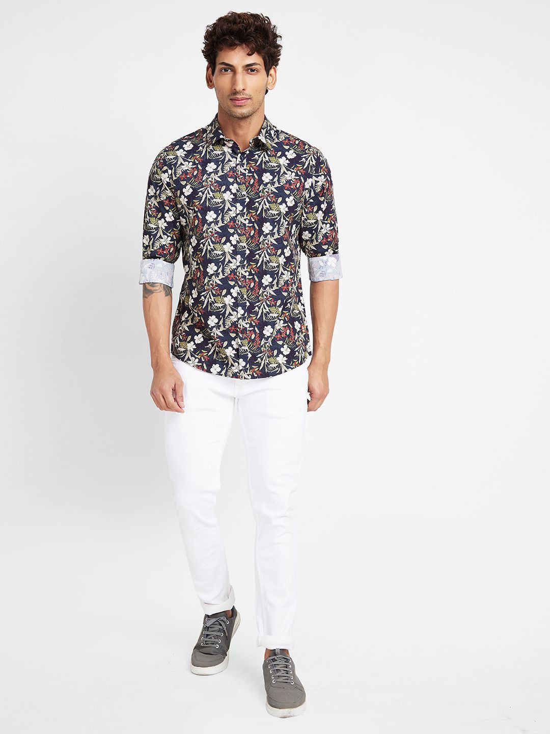 Being Human Men Slim Fit Floral Opaque Printed Casual Shirt