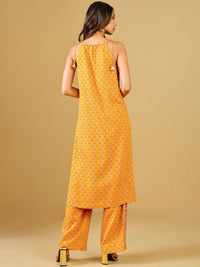 Global Desi Ethnic Motifs Printed Shoulder Straps Sequinned Straight Kurta with Trousers