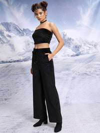 Tokyo Talkies Tube Top with Hooded Sweatshirt and Wide Leg Trouser