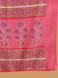 KALINI Floral Printed Round Neck Straight Kurta With Trousers & Dupatta