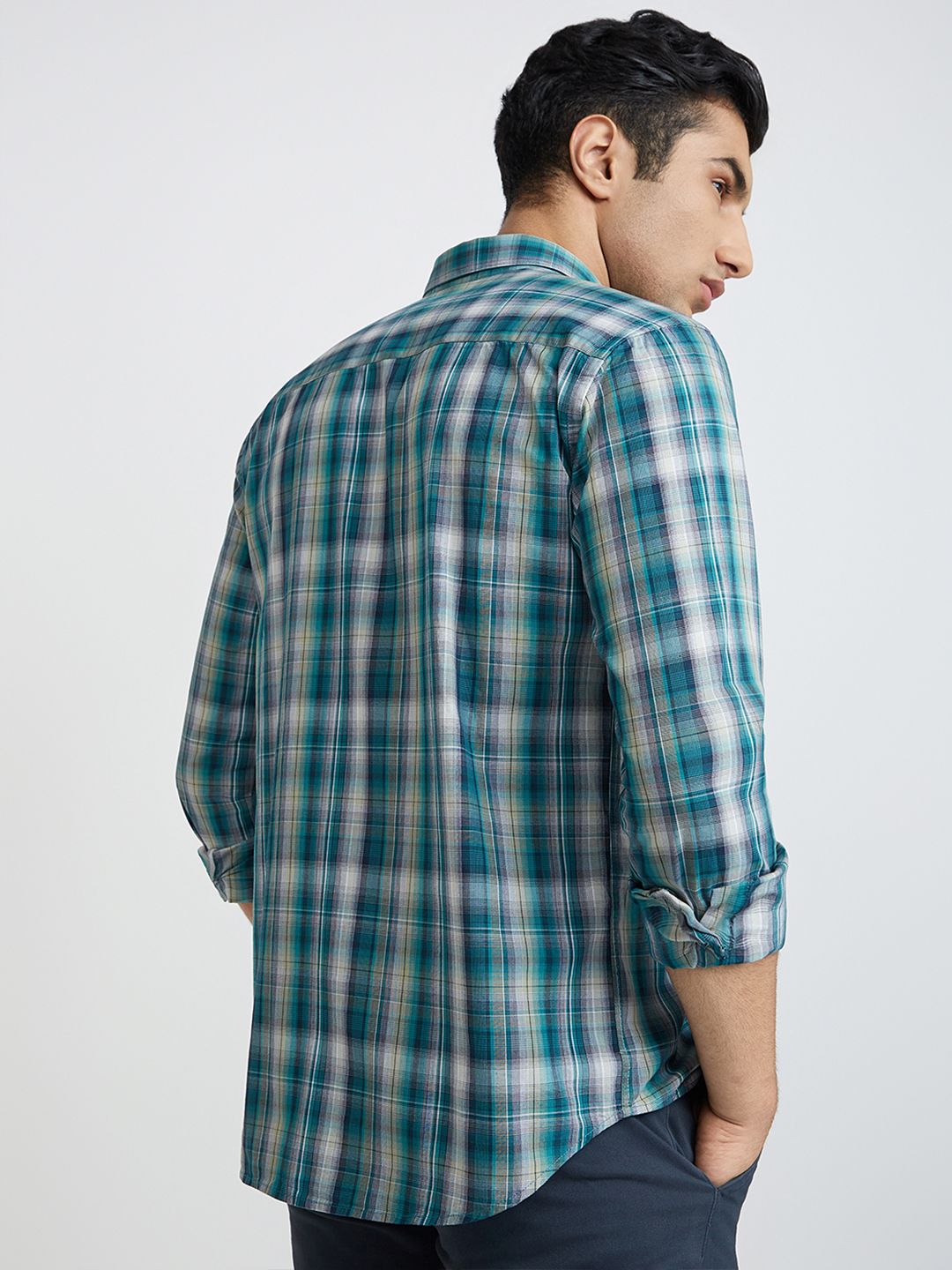 Park Avenue Men Tartan Checked Slim Fit Pure Cotton Formal Shirt