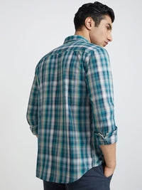 Park Avenue Men Tartan Checked Slim Fit Pure Cotton Formal Shirt