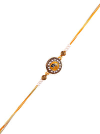 Voylla Studded Yellow Thread Mens Rakhi untuk abang
