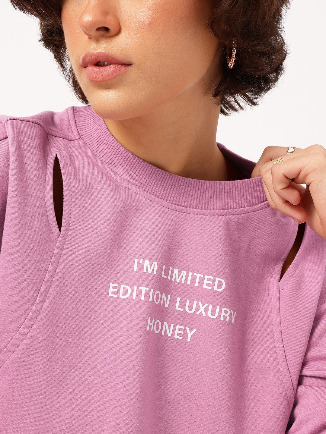 DressBerry Cut Out Detail Printed Boxy Sweatshirt