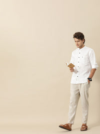 Mr Bowerbird Men White Tailored Fit Casual Shirt