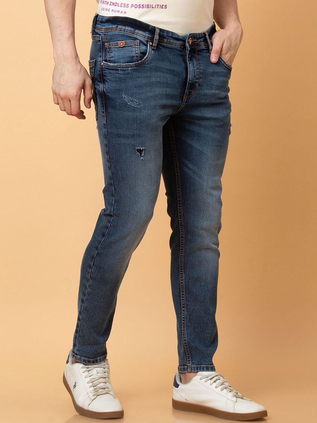 Being Human Men Low Distress Heavy Fade Jeans