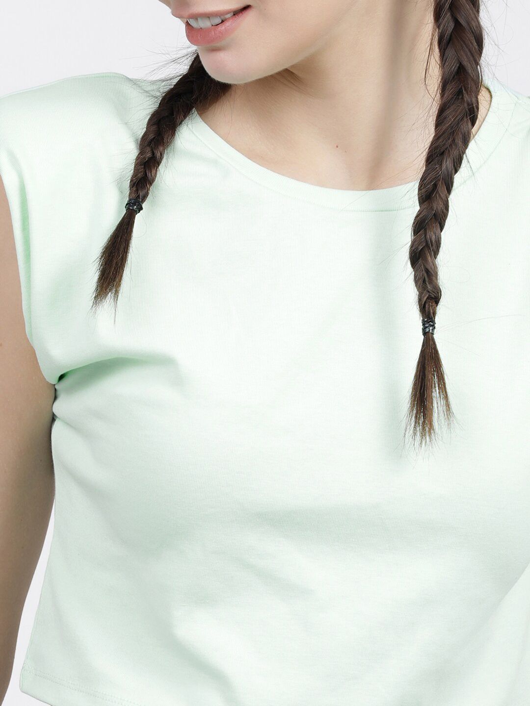 Tokyo Talkies Women Green Extended Sleeves T-shirt