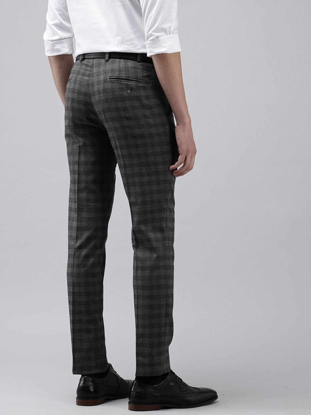 Park Avenue Men Checked Super Slim Fit Trousers