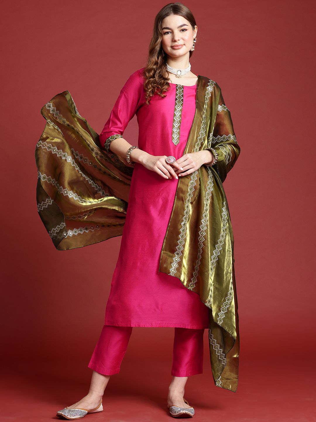 Anouk Regular Kurta with Trousers & With Dupatta