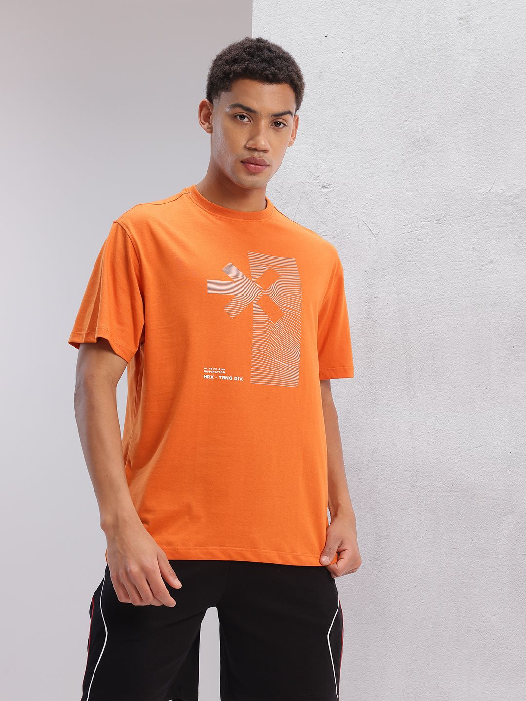 HRX by Hrithik Roshan Brand Logo Print Training T-shirt