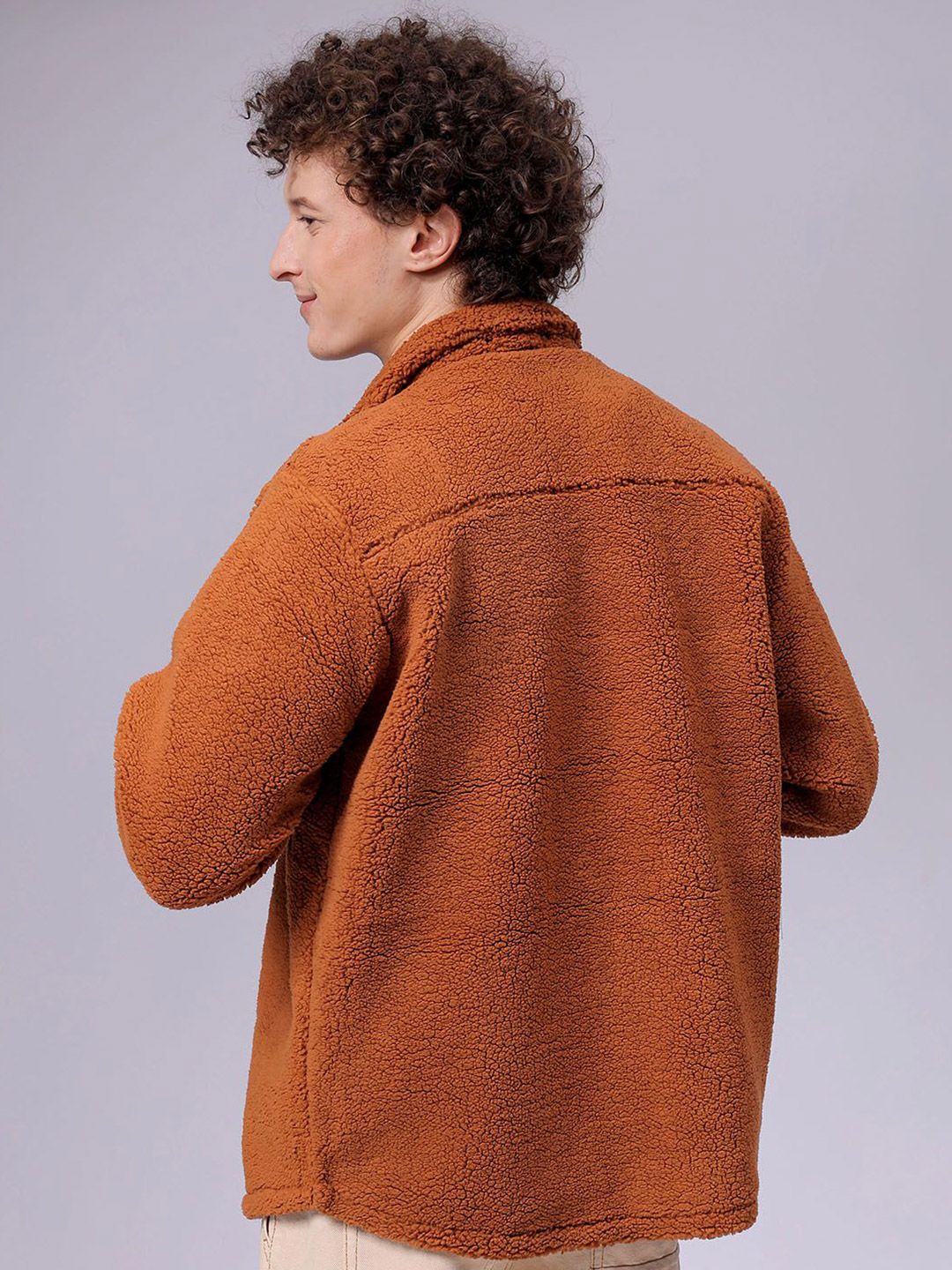 The Indian Garage Co Men Fleece Regular Fit Casual Winter Overshirt