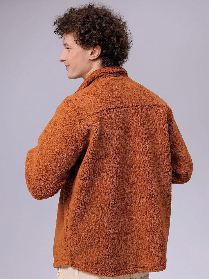 The Indian Garage Co Men Fleece Regular Fit Casual Winter Overshirt