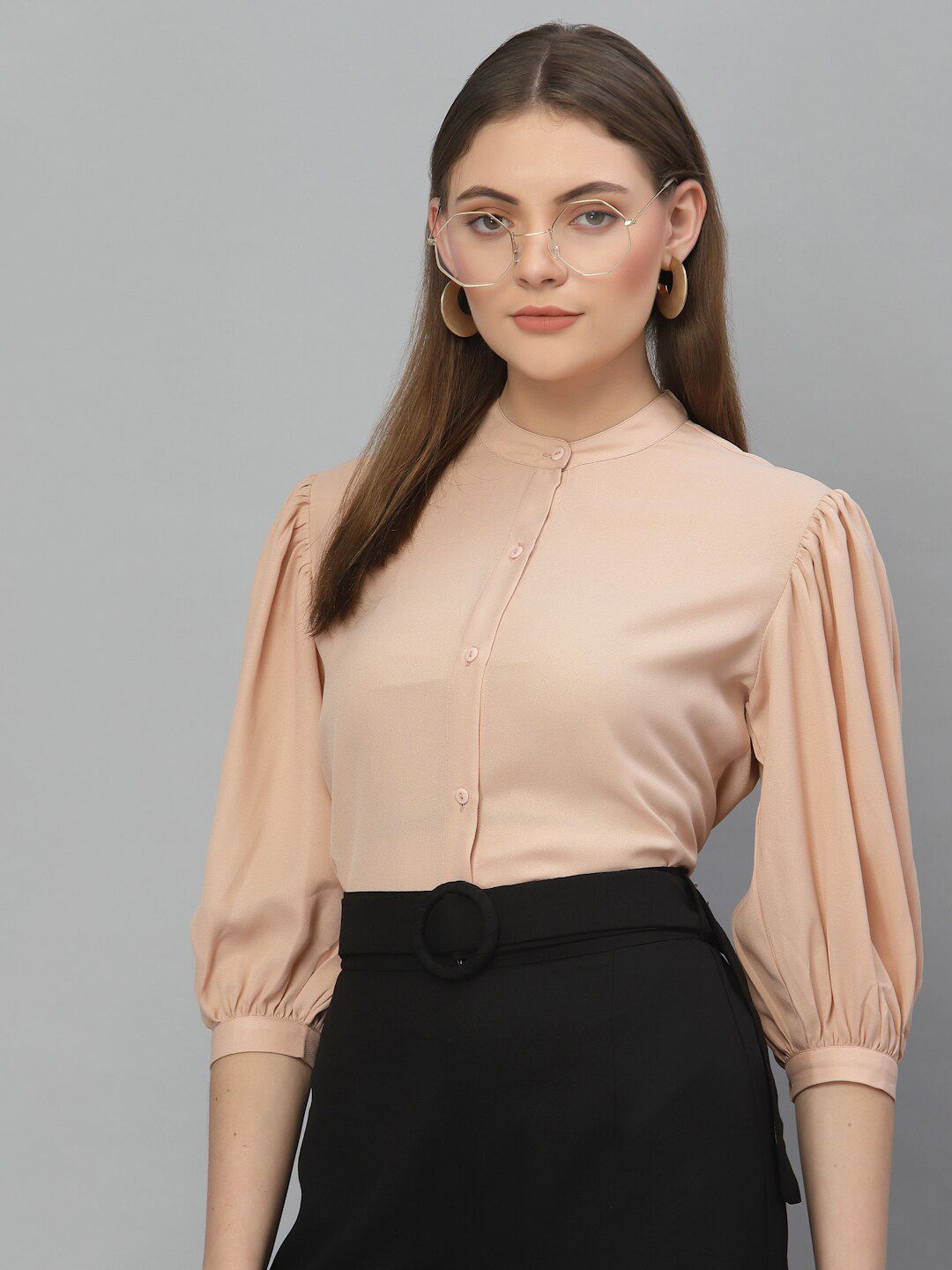 Style Quotient Women Nude-Coloured Formal Shirt