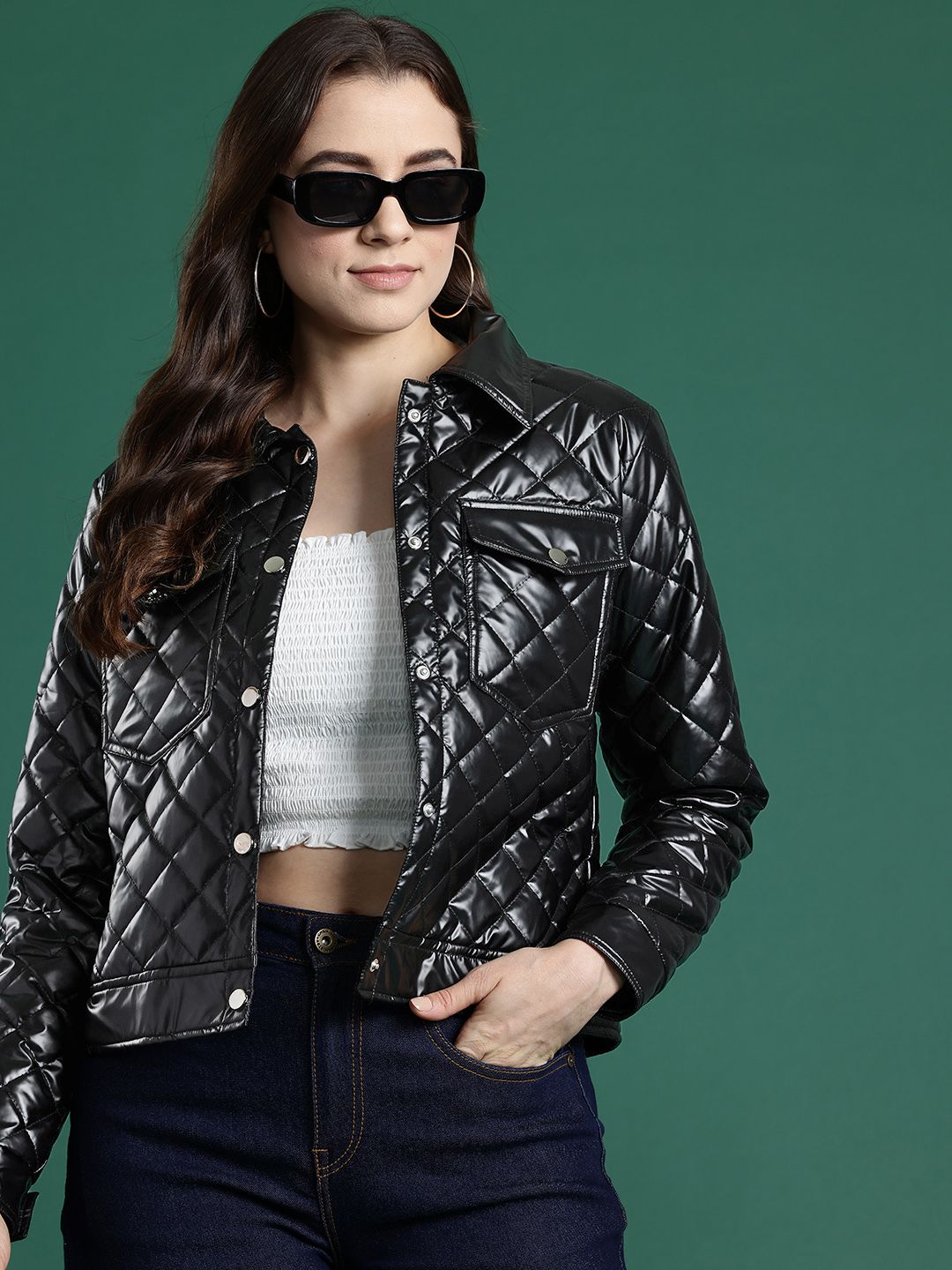 DressBerry Faux Leather Quilted Jacket