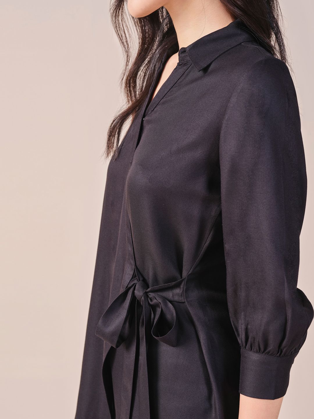 AND Shirt Collar Wrap Top